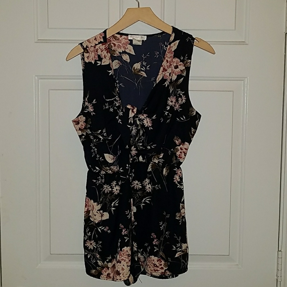 Navy romper with flowers